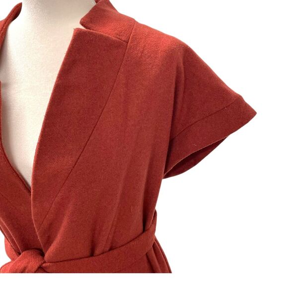 Worthington Wool Blend Spiced Apple Orange Belted Wrap Coatigan Cardigan XS - Picture 2 of 7